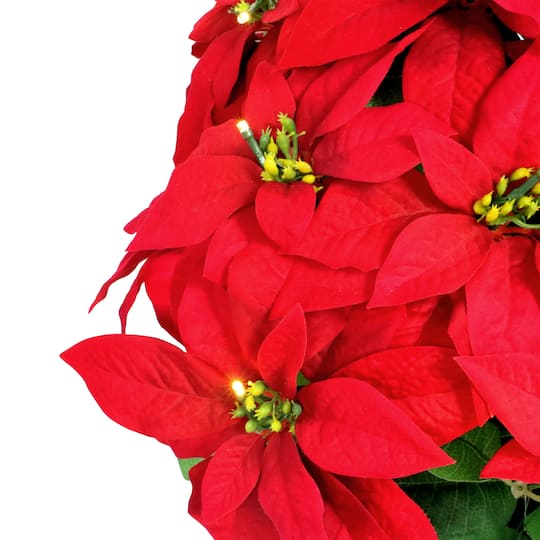 22" Pre-Lit Artificial Potted Poinsettia
